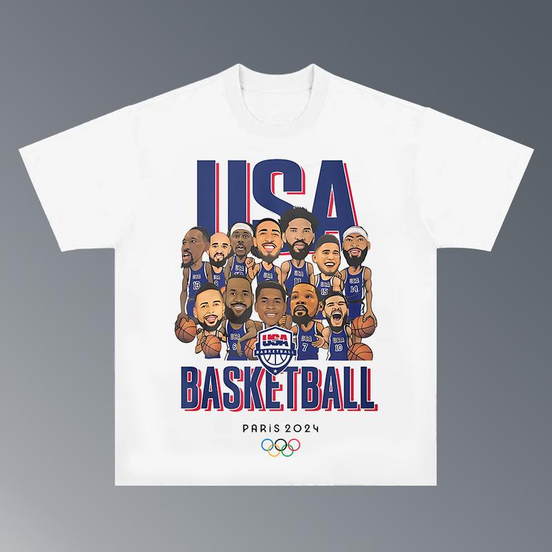 LEBRON'S T-shirt USA Basketball Olympic 2024, Hiphop Retro Vintage 90s Graphic Basketball Shirt, Basketball Fan, Team USA 2024 Shirt Crewneck Cotton