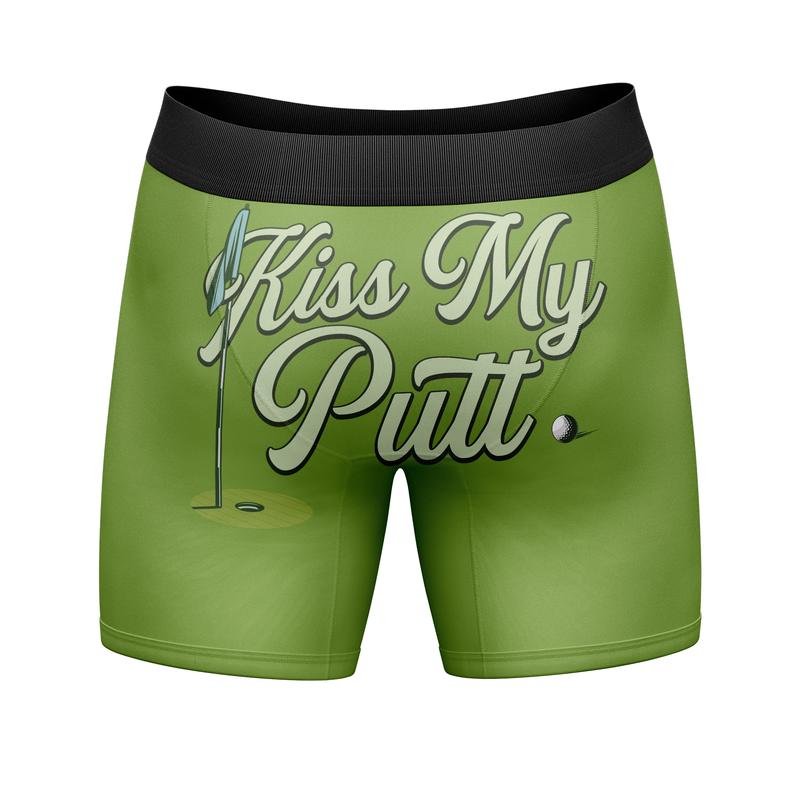 Mens Funny Boxers Kiss My Putt Sarcastic Golf Novelty Underwear For Men Funny Graphic Boxers Sarcastic  Funny Golf  Mens Novelty Boxer Briefs Green -