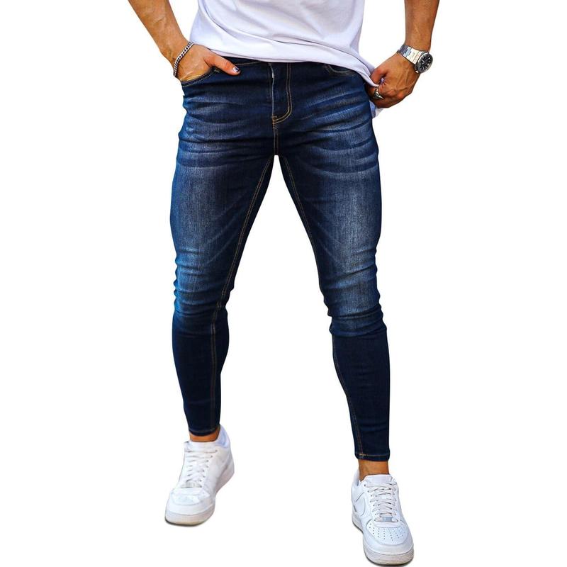 Men's Skinny Jeans Stretch Ripped Tapered Leg