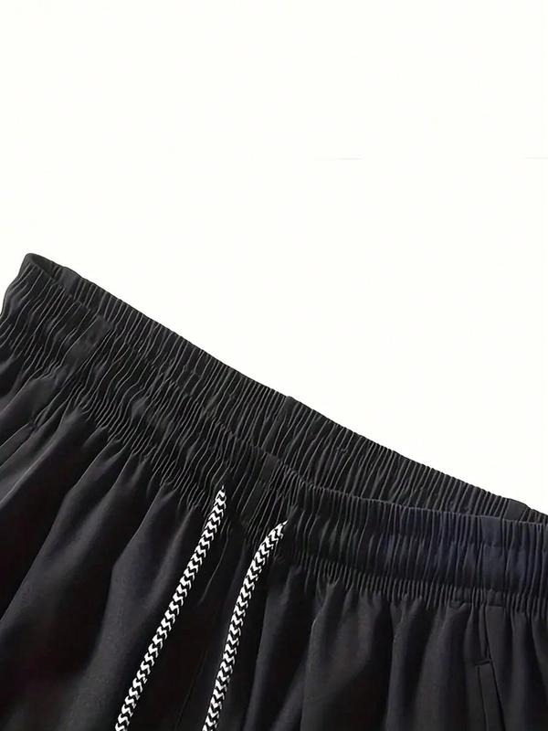 Men's Solid Color Drawstring Slant Pocket Zipper Shorts, Regular Fit Casual Elastic Waist Shorts, Summer Bottoms for Men