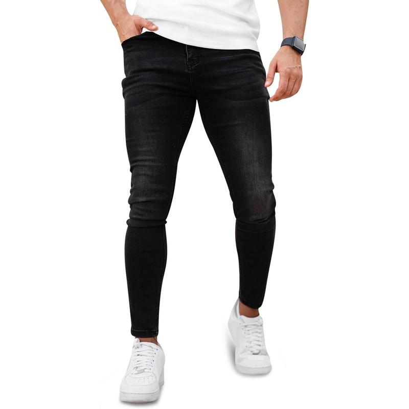 Men's Skinny Jeans Stretch Ripped Tapered Leg