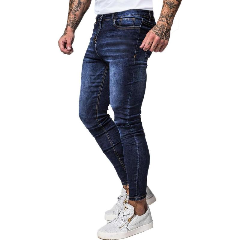 Men's Skinny Jeans Stretch Ripped Tapered Leg