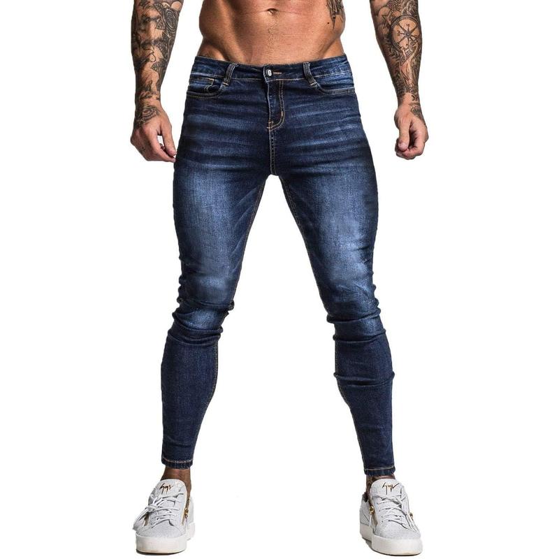 Men's Skinny Jeans Stretch Ripped Tapered Leg