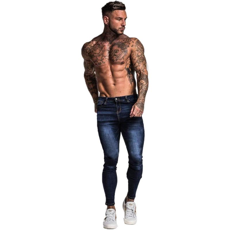 Men's Skinny Jeans Stretch Ripped Tapered Leg