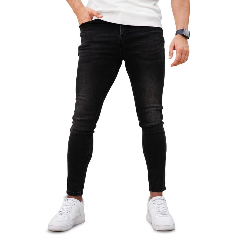 Men's Skinny Jeans Stretch Ripped Tapered Leg