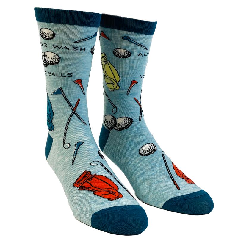 Men's Always Wash Your Balls Socks Funny Golf Lover Father's Day Sarcastic Novelty Footwear Funny Socks