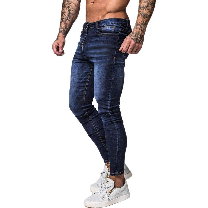 Men's Skinny Jeans Stretch Ripped Tapered Leg