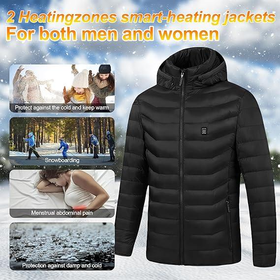 Men's Smart Heating Jacket - USB Powered, 3 Adjustable Temperature Settings, Hooded Winter Coat for Outdoor Activities winter jacket softshell jacket