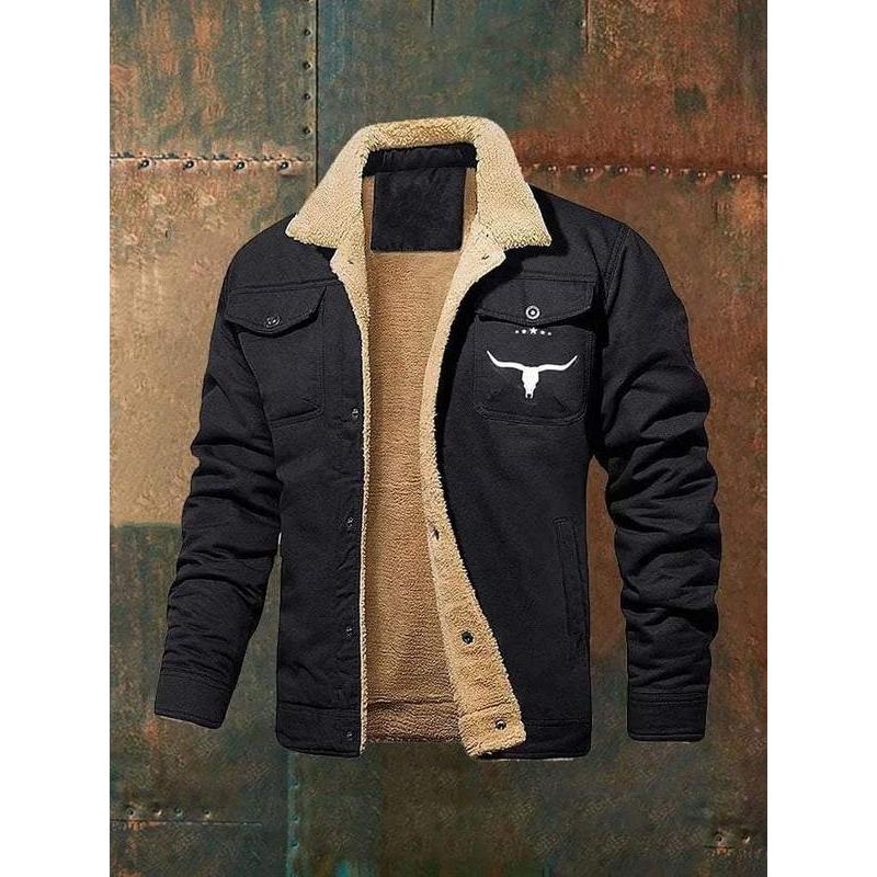 Bullhorns Men's Fleece-lined Cotton Casual Jacket