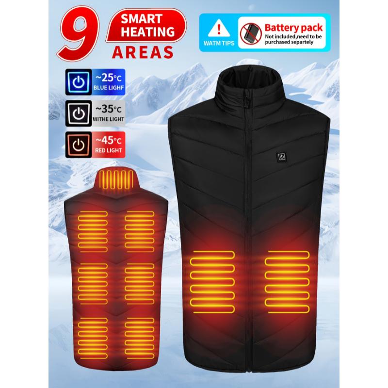 Men's USB-Rechargeable Heated Vest - Smart Electric Heating, Adjustable Temperature, Sleeveless Jacket for Winter Outdoor Activities (Battery Pack Not Included)