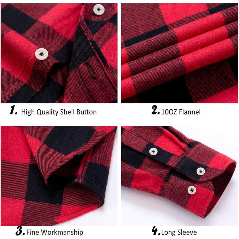 & Men's button down regular fit plaid flannel casual shirts