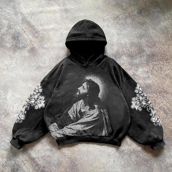 Jesus Vintage Hoodie, Vintage Washed Hoodie for Unisex, Stylish Streetwear Sweatshirt, Hip Hop Pullover, Comfortable Cotton Hoodie for Him and Her Clothing Menswear Soft Classic