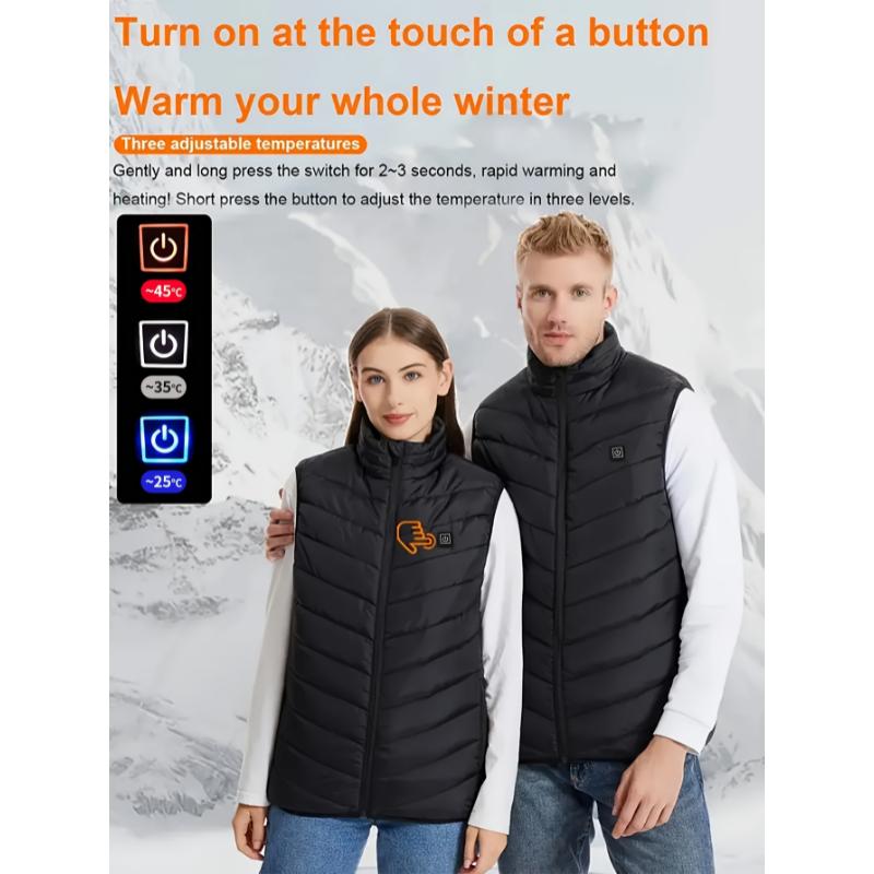 Men's USB-Rechargeable Heated Vest - Smart Electric Heating, Adjustable Temperature, Sleeveless Jacket for Winter Outdoor Activities (Battery Pack Not Included)