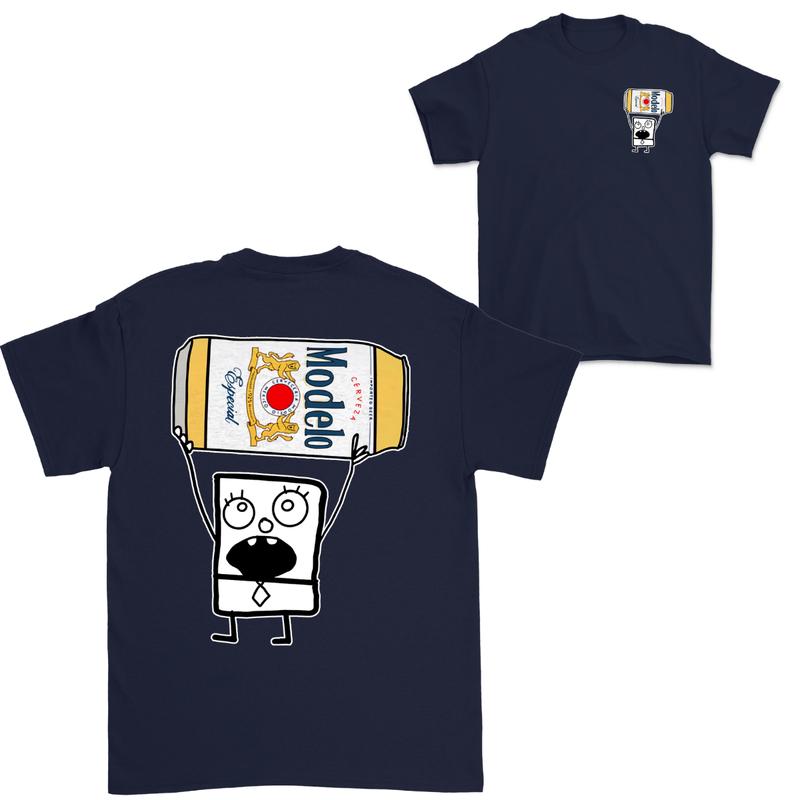 Doodlebob Modelo Beer Essential 2 Sided T-Shirt  Funny Drinking T-Shirt  Summer T-Shirt  Full Color  Unisex  Perfect Gift for Men & Women Menswear Top