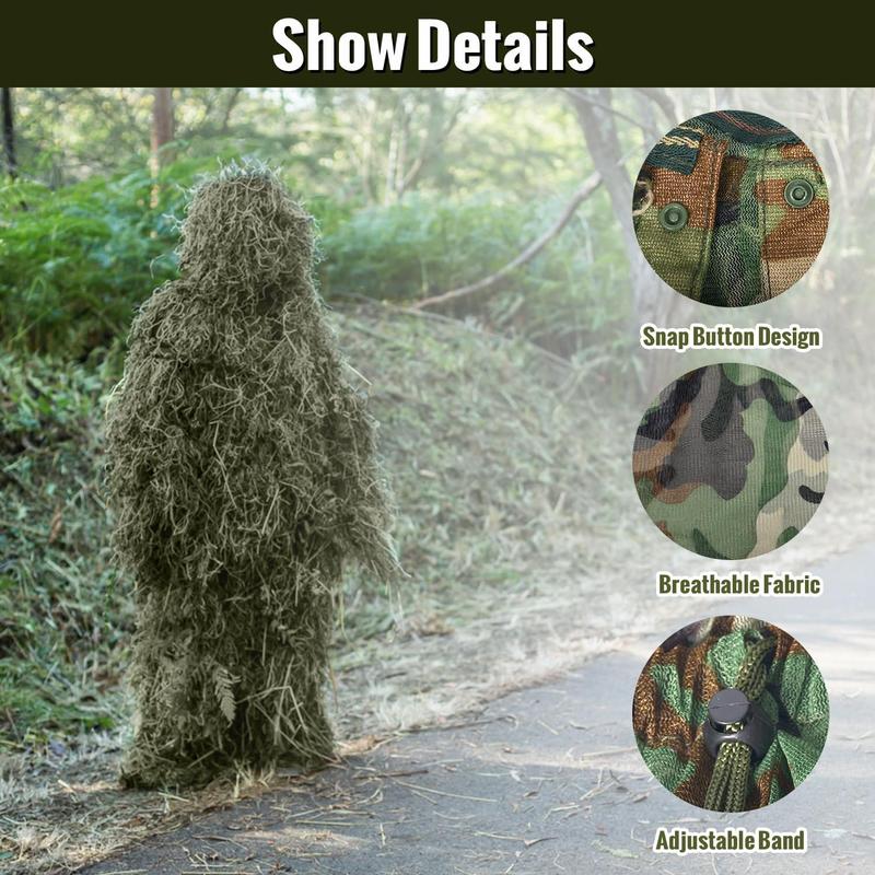 Slendor 6 in 1 Ghillie Suit, 3D Camouflage Hunting Apparel Camo Hunting Clothes, Bushman Costume Suitable for Men, Hunters