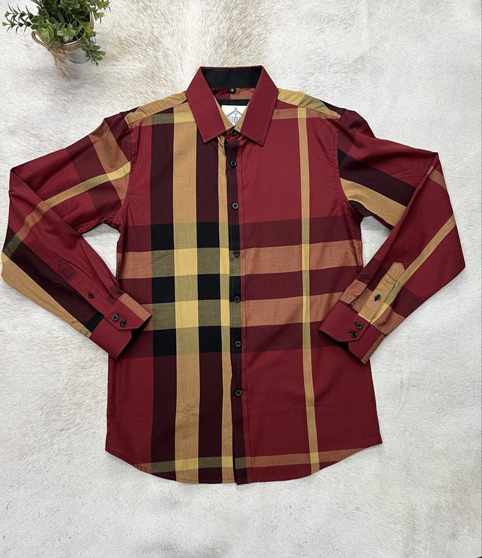 Long Sleeve Checkers Burgundy