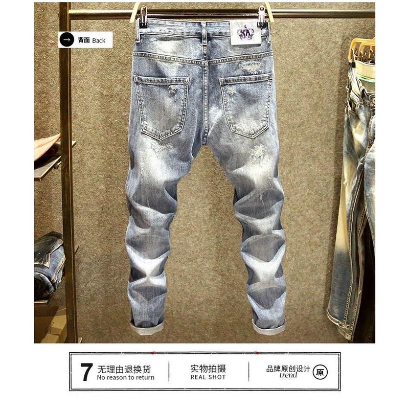 2023 Spring and Autumn New Men's Classic Fashion Trend Ripped Jeans Men's Casual Elastic Comfortable High-Quality Trousers 28-36