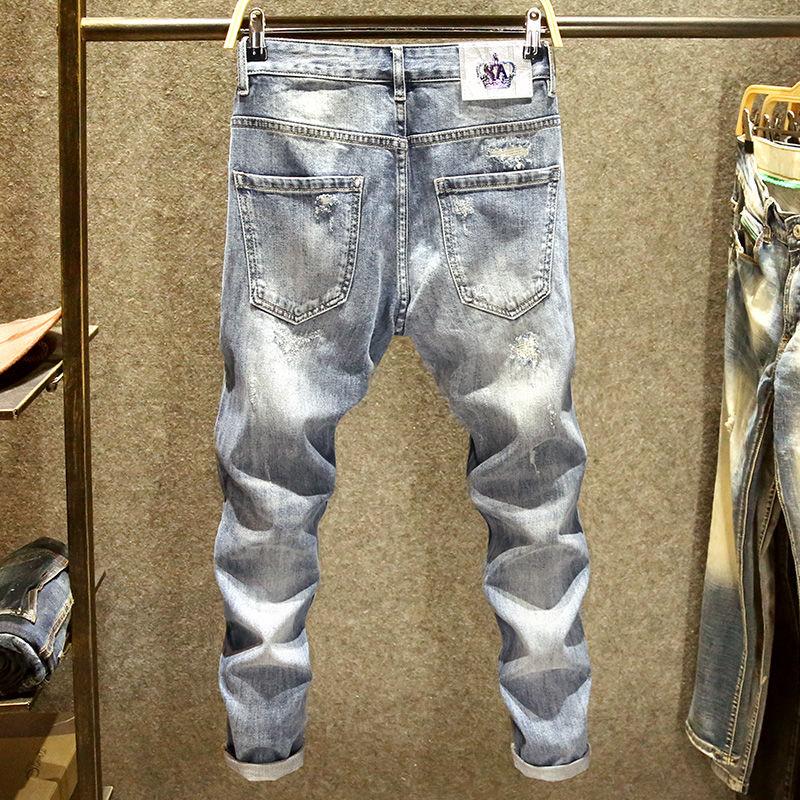 2023 Spring and Autumn New Men's Classic Fashion Trend Ripped Jeans Men's Casual Elastic Comfortable High-Quality Trousers 28-36