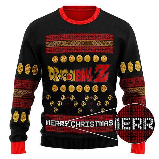 [Gifnestbuys] - Cool Dragon Ball Z Logo Ugly Christmas Black Sweater P0E0V